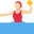 женщина играет в водное поло с средне-белым тоном кожи