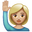 женщина с поднятой рукой с средне-белым тоном кожи